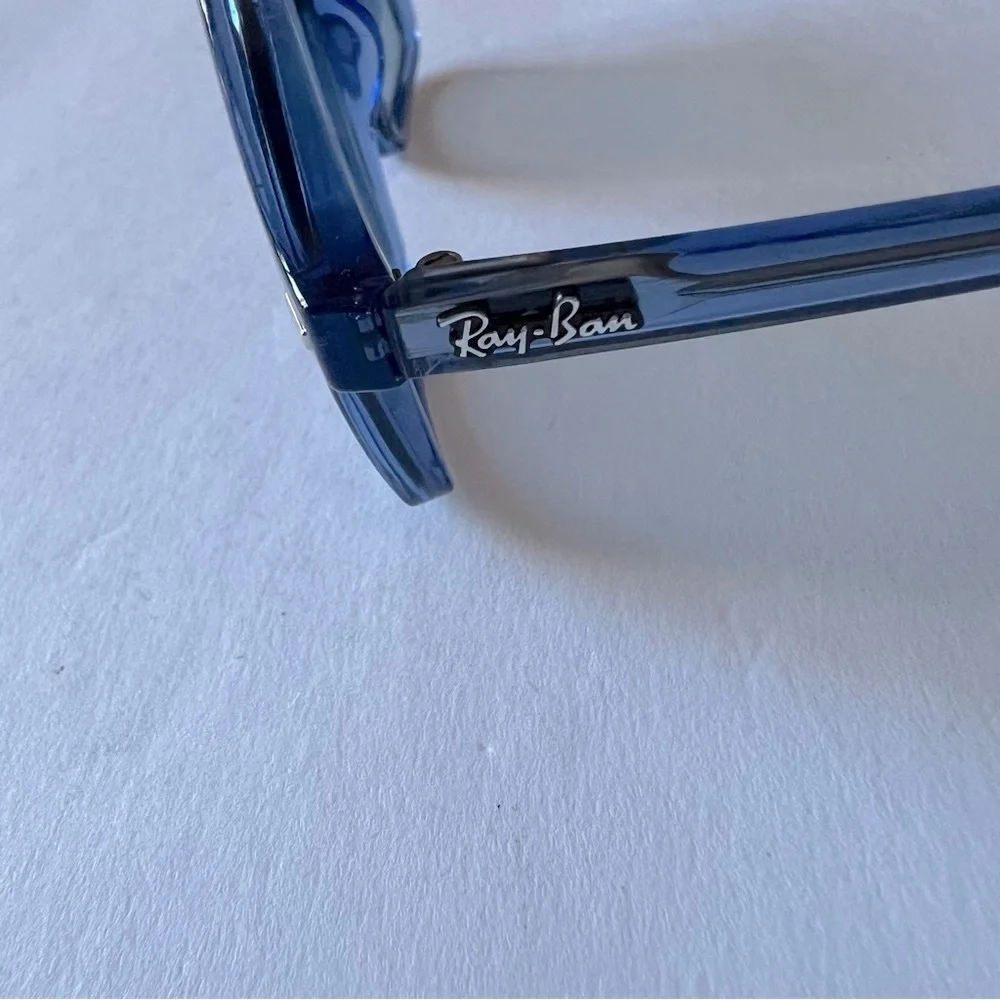 RAY-BAN WOMENS SQUARE II RB  1973 6587 SUNGLASSES TRUE BLUE TRANSPARENT NWOT
